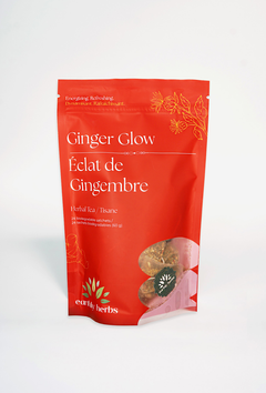 Ginger Glow organic digestive tea — ginger, fennel and peppermint blend by Earthly Herbs, 24 pyramid sachets